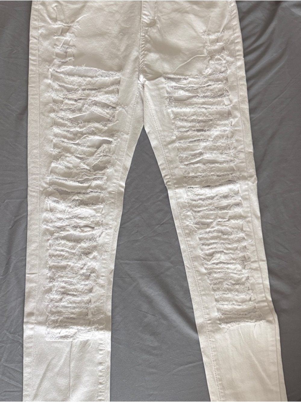 SHEIN White Distressed Skinny Jeans